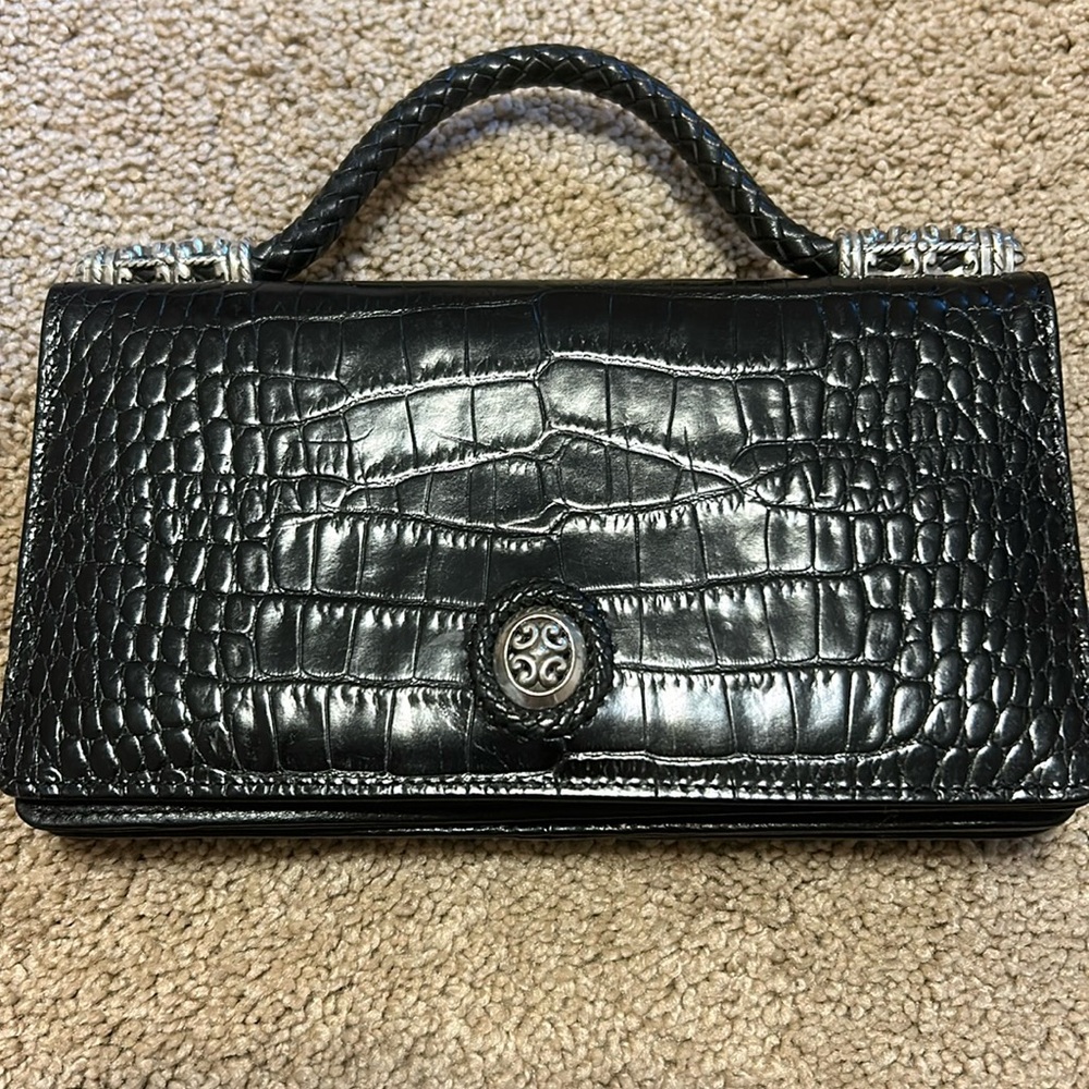 Brighton black crocodile print handheld clutch​